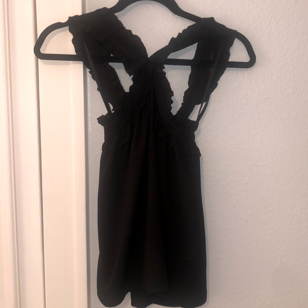 J. Crew Black Cross Front Black Top